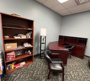 Executive Office furniture Desk top 78 L x 34 D X 29 H and Back workspace 78 L x 23 D X 29 H. Bookcase  35.5 W x 14.5 d x 72.5 H