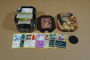 Collector Tin with Assorted Pokemon Cards
