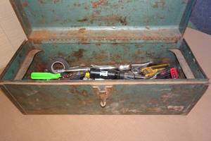Metal Tool Box with Assorted Tools
