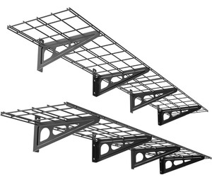 2-Pack Fleximounts 2-Tier Wall Shelf Garage Storage Racks -Black 6x1