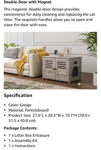 Dinzi Litter Box Enclosure -Greige