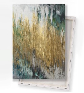 Abstract Green and Gold Canvas Art 16x24