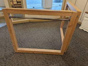 Natural Wood framed dual section Easily modifiable retail display (each section approximately 4 x 4)