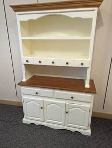 Shabby Chic 2pc Display Hutch featuring upper shelving and lower storage