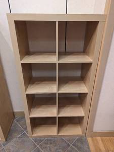 Heavy duty wood framed 8-cubby shelf just under 5 tall