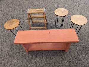 Whimsical wooden wonder 5pc seat and display grouping
