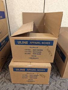 Full and Partial case of 15 x 9.5 x 2 t-neck boxes