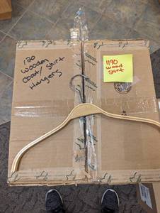 Large box of wood shirtcoat hangers