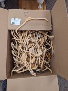Large box of wood shirtcoat hangers