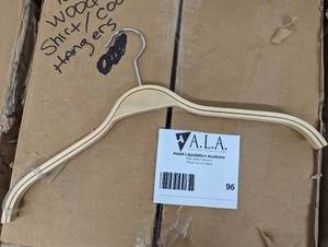 Large box of wood shirtcoat hangers