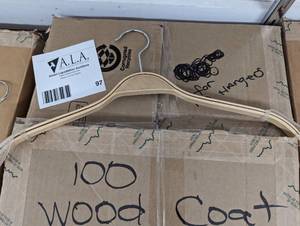 Large box of wood shirtcoat hangers