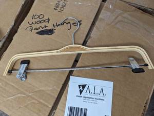 Large box of wood pant hangers