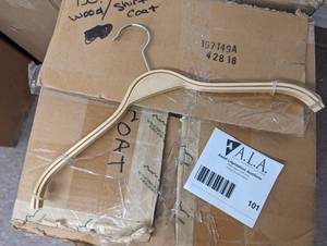 Large box of wood shirtcoat hangers