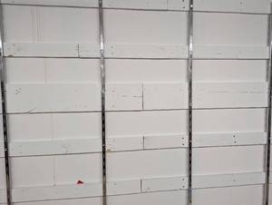Huge lot of shelving and hardware components to include 38-long 8-short 5-shelves 14-brackets (NO CONTENT) Buyer to provide own drill and #3 Phillips head bit for removal