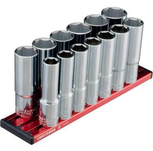 CRAFTSMAN V-SERIES Socket Set, Deep MM, 12 Inch Drive, 13 Piece (03082418)
