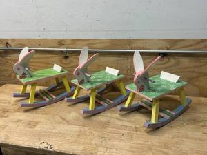 Lot of 3 Decorative Rocking Easter Bunnies