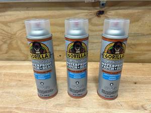 GORILLA Lot of 3 Cans of- 14 oz. Waterproof Patch and Seal Clear Spray- Paintable