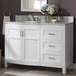 ALLEN  HEATH Moravia 48-in White Undermount Single Sink Bathroom Vanity with Carrara Natural Marble TopBacksplash (030824240)