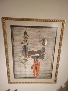 lot 11 image: Abstract Art Print with Ornate Frame, Signed and Numbered