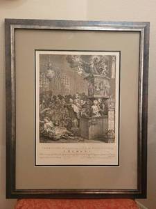 lot 12 image: William Hogarth Framed Engraving Credulity, Superstition and Fanaticism A Medley (1822 Edition)