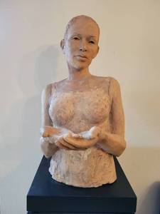lot 19 image: Expressive Female Bust Sculpture by Artist