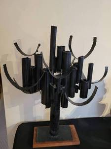 lot 24 image: Modern Artistic Black Metal Candle Holder