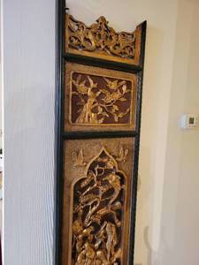 lot 30 image: Vintage Carved Wood Wall Art Panels