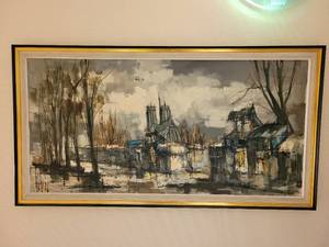 lot 31 image: Framed Abstract Landscape Oil Painting