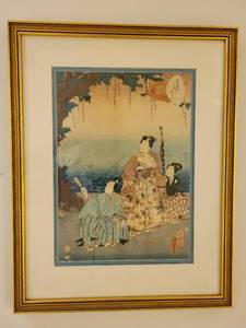 lot 32 image: Framed Japanese Woodblock Print - Ukiyo-e Style