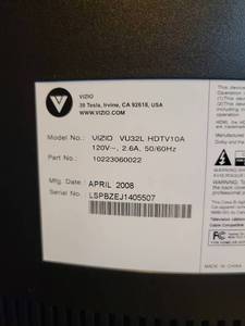 lot 52 image: VIZIO 32-inch LCD HDTV - Model VU32L