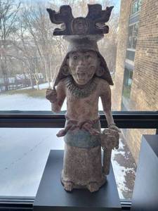 lot 55 image: Pre-Columbian Style Pottery Figure with Headdress