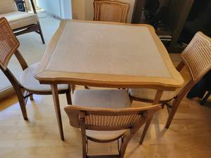 lot 81 image: Stakmore Vintage Wooden Table and Chair Set