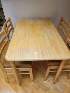 lot 87 image: Wooden Dining Table with Four Chairs