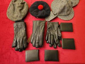 lot 129 image: Assorted Mens Accessories with Leather Gloves and Wallets