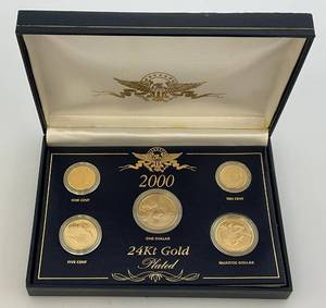 lot 61 image: 2000 24KT Plated U.S. Coins (Sealed) In Case