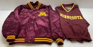lot 102 image: Vintage Minnesota Gophers Jackets Slipover (Size Small) Button Up Size (Large)