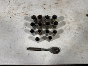 lot 71 image: Various Sized Spark Plug Sockets with Ratchet