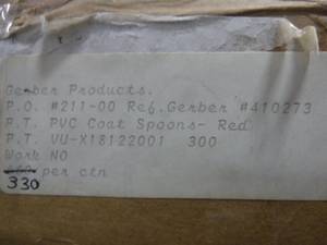 Red Gerber Baby Spoons  Approximately 330 In Box 