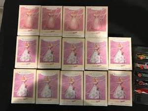 LOT OF 13 TOTAL HOLIDAY BARBIE ORNAMENTS ALL NEW IN BOX  HOTWHEELS CARS