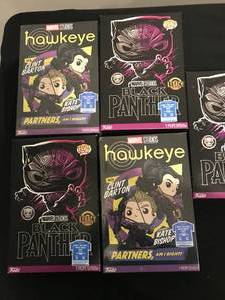 LOT OF 5 BRAND NEW IN PACKAGE FUNKO T-SHIRTS -- BRAND NEW -HAWYEKE - BLACK PANTHER -