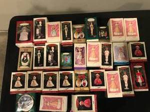 LOT OF 34 TOTAL BARBIE HALL-MARK ORNAMENTS - ALL NEW IN BOX