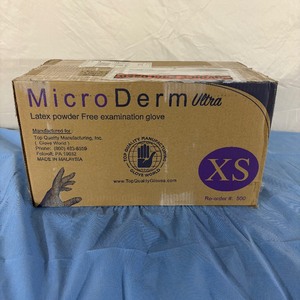 lot 23 image: MSRP $150  1 Case (1000 each) NEW Top Quality Gloves 500 MicroDerm Ultra Latex Powder-Free Examination Gloves - Size XS -Superb Elasticity & Superb Grip 