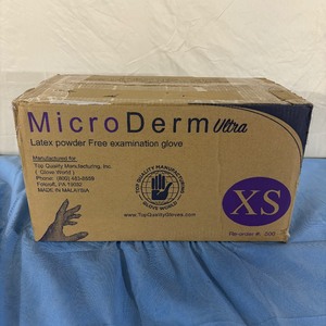 lot 24 image: MSRP $150  1 Case (1000 each) NEW Top Quality Gloves 500 MicroDerm Ultra Latex Powder-Free Examination Gloves - Size XS -Superb Elasticity & Superb Grip 