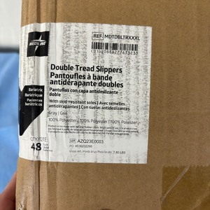 lot 38 image: 1 Case (48&nbspeach) NEW Medline MDTDBLTRXXXL Double-Tread Terry Bariatric Patient Slippers Size XXXL - Gray 