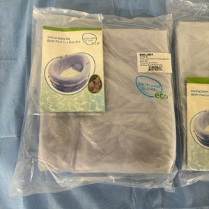 lot 49 image: Lot of 3 NEW Mixed Size ECO Birth Pool In A Box Pro Regular and Mini Liner