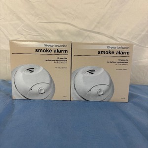lot 62 image: Lot of 2 NEW In Boxes 0827B Ionization Sensor Smoke Alarm with 10-Year Sealed Tamper-Proof Battery - White