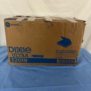lot 89 image: 1 Case (24&nbspeach) NEW Georgia-Pacific GP Pro 32019 250-Pack 6.5 x 9.9 Dixie Ultra Interfold 2-Ply Napkin Dispenser Refill - Brown (dented box)