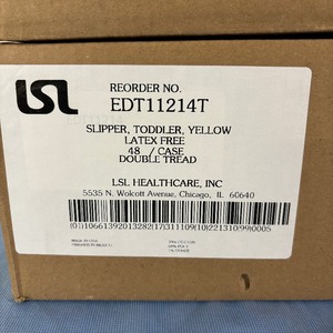 lot 112 image: 2 Cases (48eachcase) NEW LSL EDT11214T Latex-Free Double Thread Toddler Child Slippers - Yellow