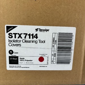 lot 118 image: 1 Case (25 each) Texwipe STX7114 8 x 5 Sterile 100% Polyester Isolator Cleaning Tool Covers - Expiration 1221