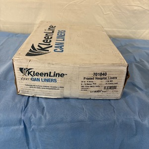 lot 126 image: MSRP $100  1 Case NEW KleenLine 701040 24 x 24 Printed Infectious Waste Hospital Can Liners